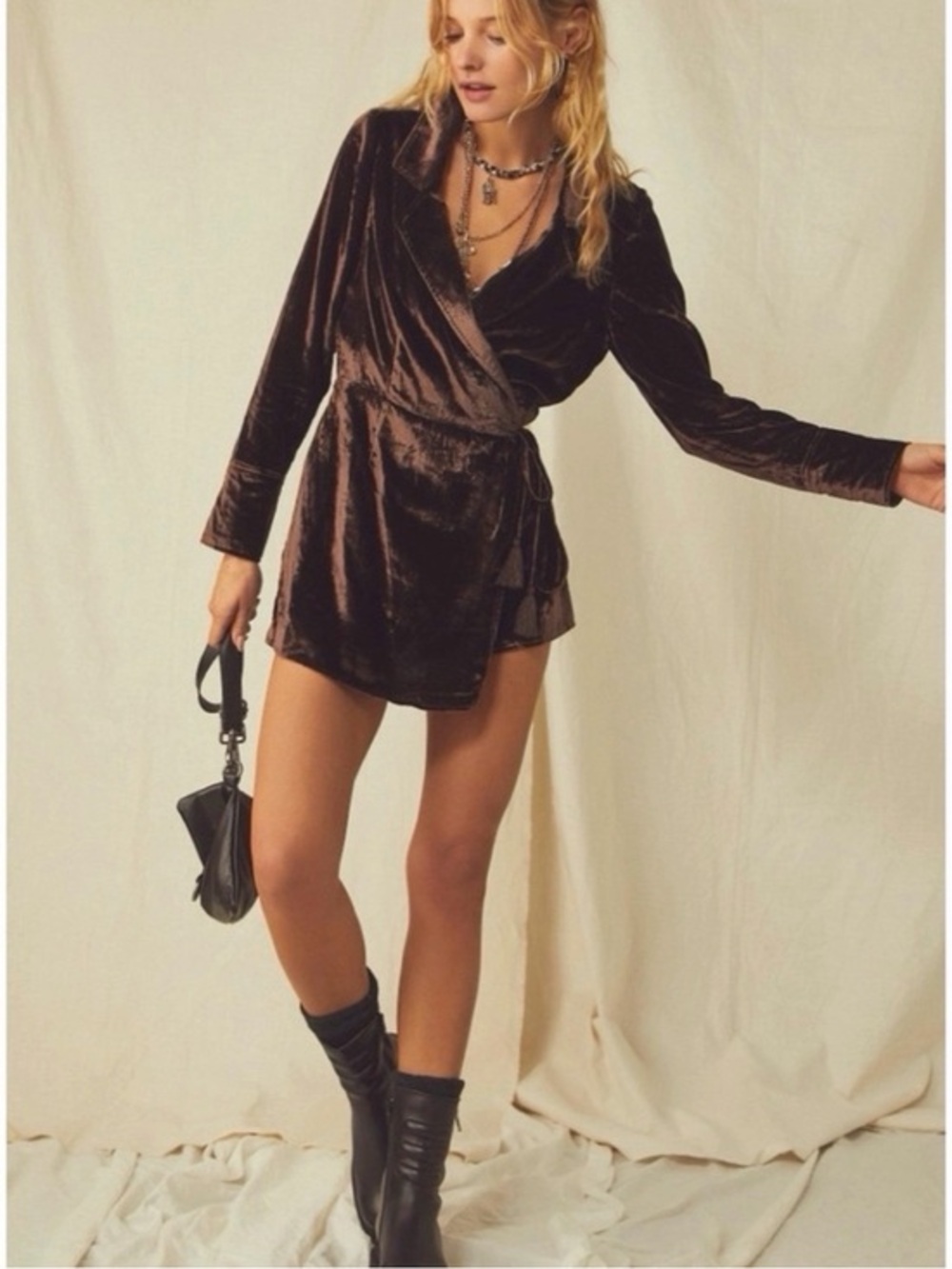 NWT Free People Viola Velvet Romper Playsuit size S